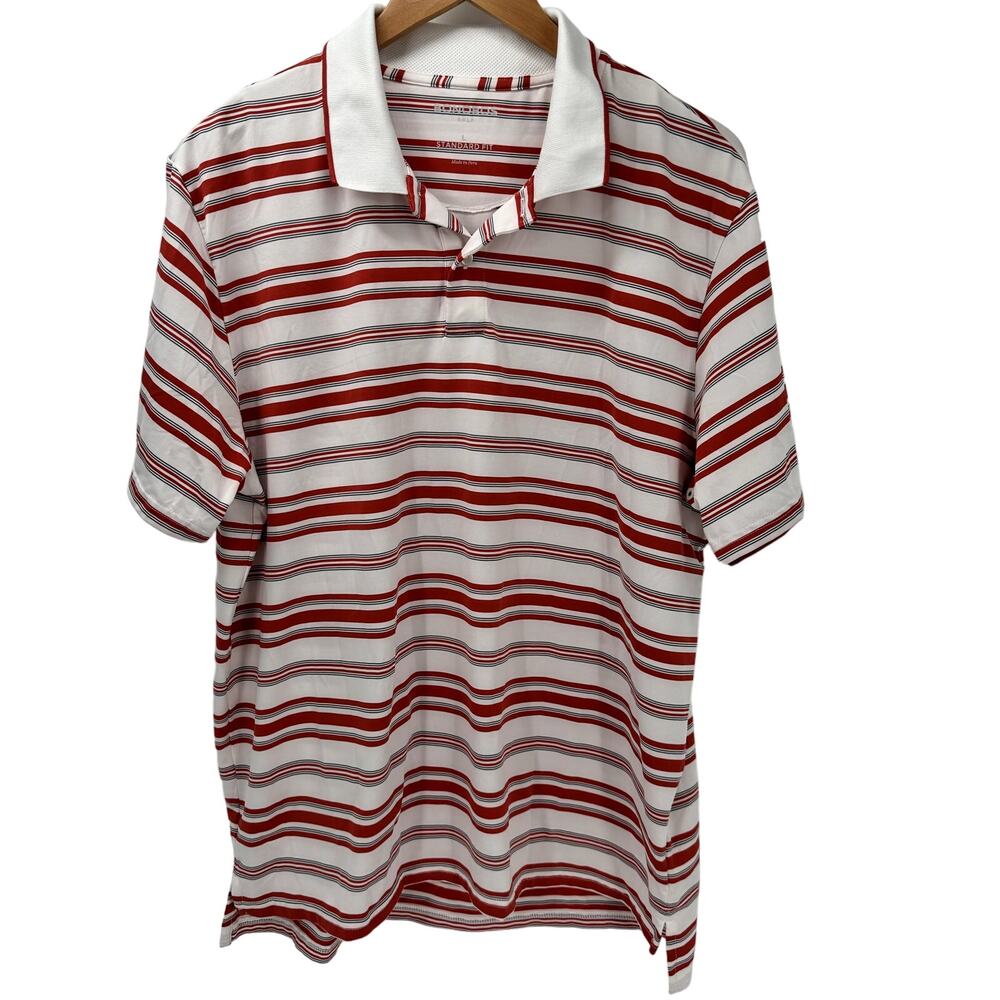 Bonobos Polo Shirt Mens Large Golf Red White Striped Short Sleeve Standard Fit